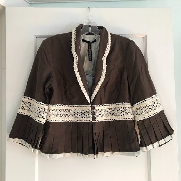 Robert Rodriguez Jackets & Blazers - Robert Rodriguez | Lace-Trimmed Brown Jacket